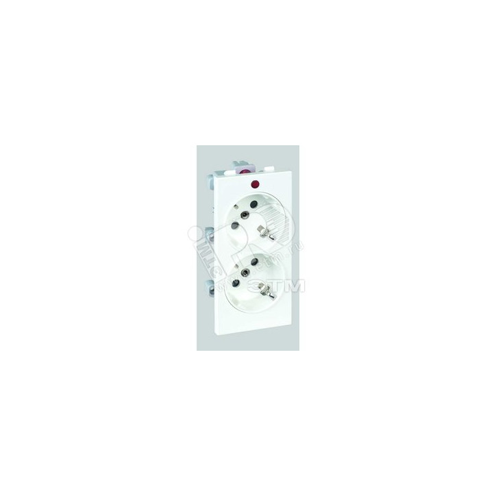 Розетка двойная 2P+E Schuko, 16А 250В, CIMA-модуль 52x108 мм, SC, белый