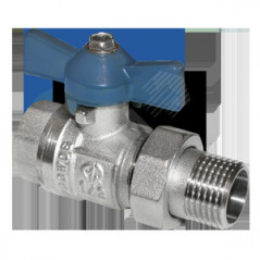 Кран шаровой со сгоном ВН 3/4 U бабочка никелированный