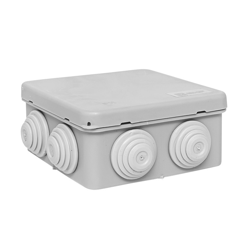 Коробка распределительная КМР-030-031 с крышкой (85х85х40) для прямого монтажа 8 мембр. вводов серая
