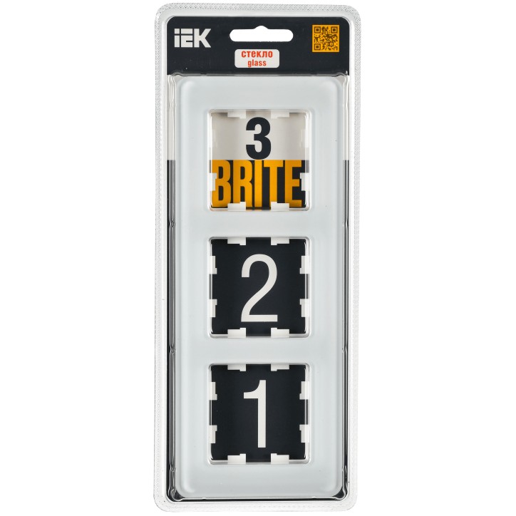 BRITE Рамка 3 поста РУ-3-2-Бр стекло белый RE IEK