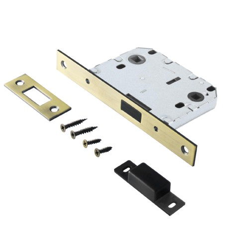 Защелка врезная универсальная без ручек для деревянных межкомнатных дверей, АЛЛЮР АРТ L7050-MS MAB б