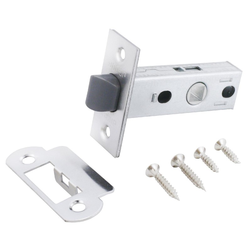 Защелка врезная универсальная без ручек для деревянных межкомнатных дверей, АЛЛЮР АРТ L45-8-P CP хро