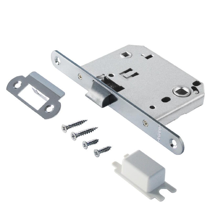 Защелка врезная универсальная без ручек для деревянных межкомнатных дверей, АЛЛЮР АРТ L7050PR CP хро