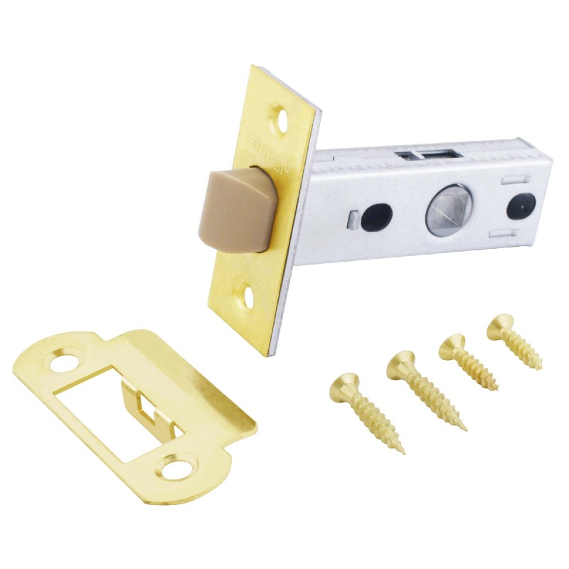 Защелка врезная универсальная без ручек для деревянных межкомнатных дверей, АЛЛЮР АРТ L45-8-P PB зол