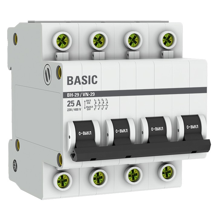 Выключатель нагрузки 4P 25А ВН-29 EKF Basic