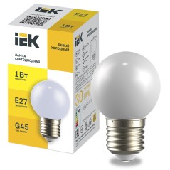 LIGHTING Лампа светодиодная декоративная G45 шар 1Вт 230В холодный белый E27 IEK