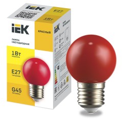 LIGHTING Лампа светодиодная декоративная G45 шар 1Вт 230В красный E27 IEK