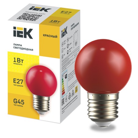 LIGHTING Лампа светодиодная декоративная G45 шар 1Вт 230В красный E27 IEK