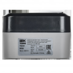 TORS Розетка 1-местная с заземлением защитными шторками и крышкой с иконкой самокат 16А IP55 TS121 графит IEK