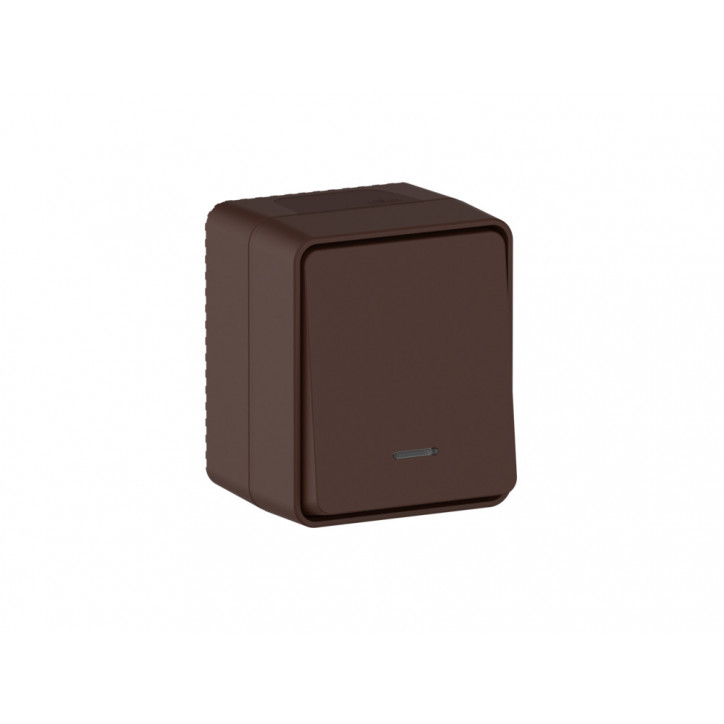 AtlasDesign PROFI IP54 О/У 1-клавишный ВЫКЛЮЧАТЕЛЬ с подсветкой 10 АХ, КОРИЧНЕВЫЙ