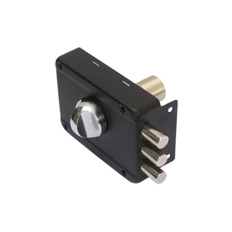 Замок накладной цилиндровый для деревянных дверей, АЛЛЮР ЗН 1-3-3 черный