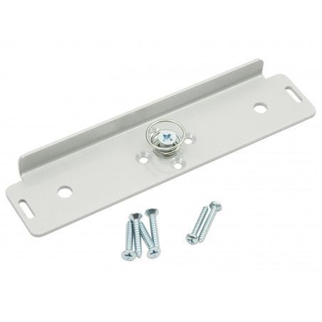Монтажный комплект для установки якоря на двери с помощью переходной пластины, с возможностью регулировки положения на двери