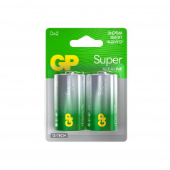 Батарейка алкалиновая GP Super Alkaline G-Tech 13А типоразмера D - 2 шт. на блистере