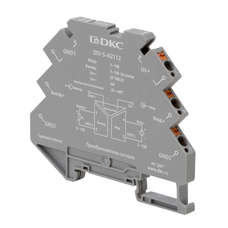 Преобразователь сигнала DSI, 6,2 мм 1 вход 0…10 В, 1 выход 0…10 В