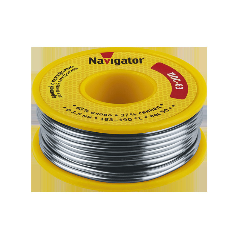 Припой NEM-Pos05-63K-1.5-K50 (ПОС-63, катушка, 1.5 мм, 50 гр) Navigator