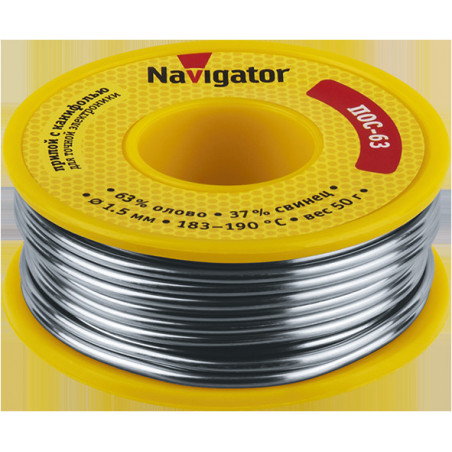Припой NEM-Pos05-63K-1.5-K50 (ПОС-63, катушка, 1.5 мм, 50 гр) Navigator