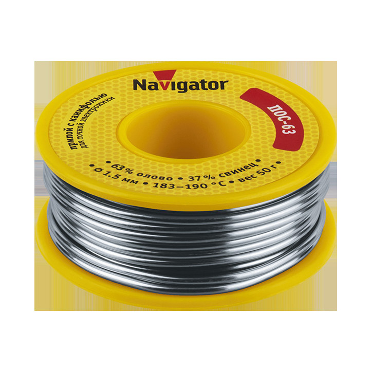 Припой NEM-Pos05-63K-1.5-K50 (ПОС-63, катушка, 1.5 мм, 50 гр) Navigator