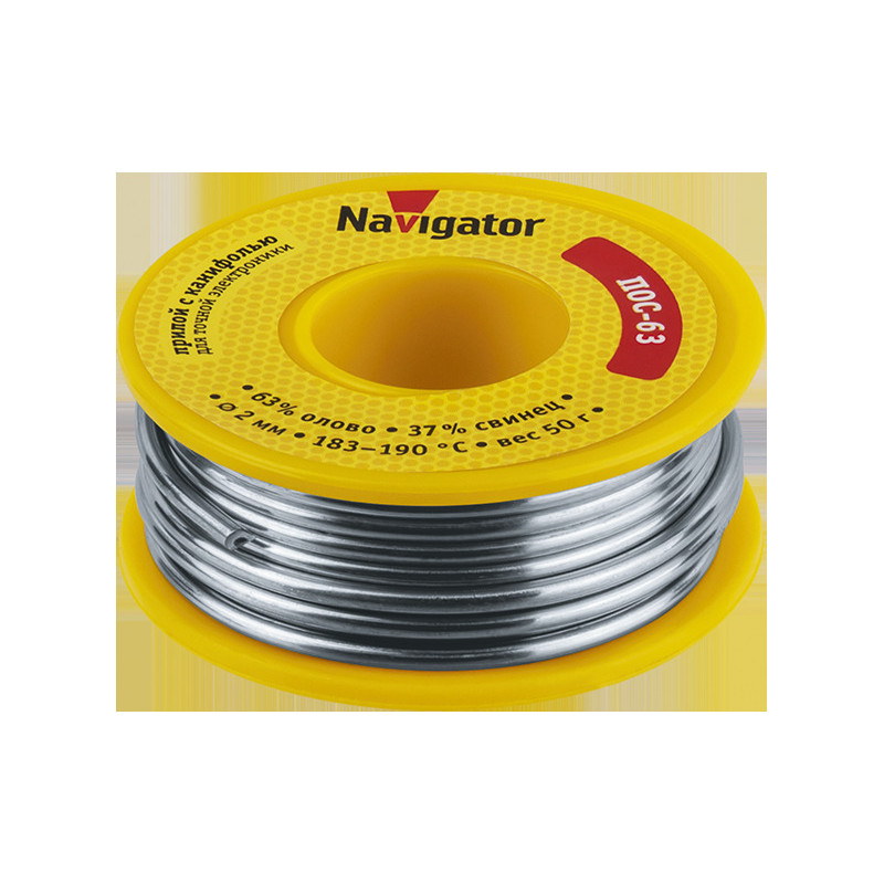 Припой NEM-Pos05-63K-2-K50 (ПОС-63, катушка, 2 мм, 50 гр) Navigator