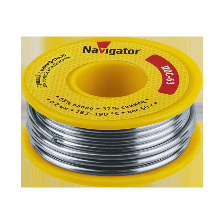 Припой NEM-Pos05-63K-2-K50 (ПОС-63, катушка, 2 мм, 50 гр) Navigator