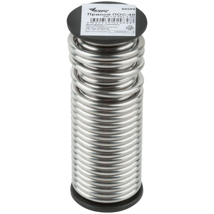 Припой ПОС 40 с канифолью, проволока диаметр 1 мм, на катушке, 50 гр.
