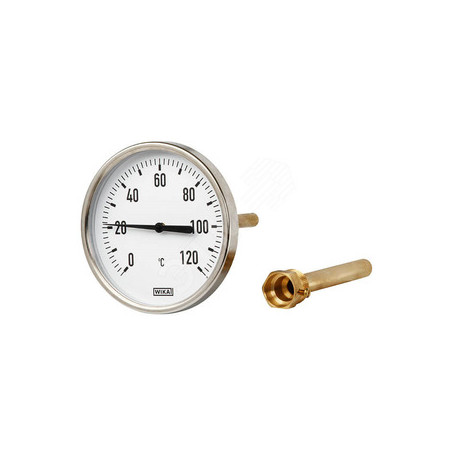 Термометр биметаллический осевой A50.10.100 0...120С 1/2' L1-40x9мм алюминий, кл. 2.0