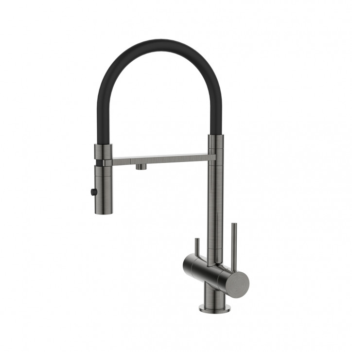 Смеситель для кухни с фильтром и гибким изливом графит Ace