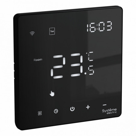 ARTGALLERY ТЕРМОСТАТ программируемый с Wi-Fi для электрического теплого пола, 16 А, моноблочный, ЧЕРНЫЙ