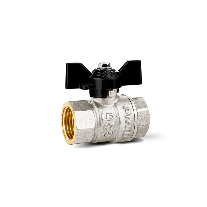 Кран шаровой латунный никелированный 47.32.В-В.Б Ду 32 Ру 25 бабочка