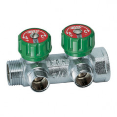 Коллектор регулирующий 3/4 ВР-НР с 2 отводами 1/2 EU с вставкой под плоское уплотнение