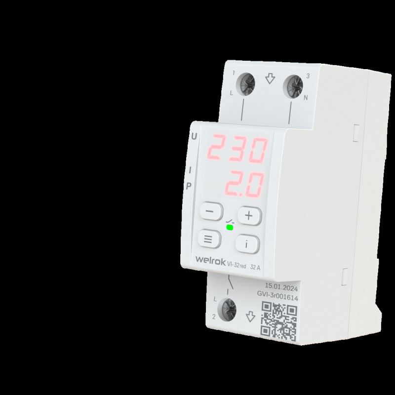 Реле напряжения c контролем тока VI-32 red 32 А