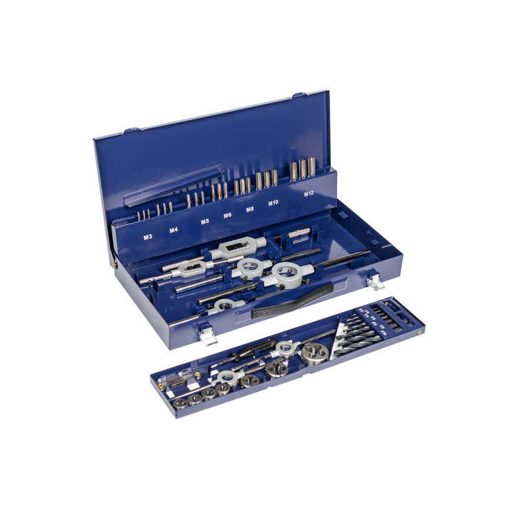 Набор резьбонарезного инструмента 15S HSS, 44 предмета, M3-M4-M5-M6-M8-M10-M12 Набор резьбонарезного инструмента 15S HSS, 44 предмета, M3-M4-M5-M6-M8-M10-M12