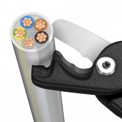 Кабелерез, ступенчатый рез, диаметр 23 мм (120 мм), длина 225 мм, хром, двухкомпонентные диэлектрические ручки, SB, StepCut XL V