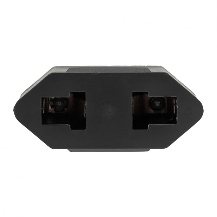 Адаптер сетевой переходник с Евро А/F на тонкую вилку С1 плоский Тефаль 6 А без заземления черный 1 уп – 1 шт