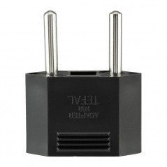 Адаптер сетевой переходник с Евро А/F на тонкую вилку С1 плоский Тефаль 6 А без заземления черный 1 уп – 1 шт