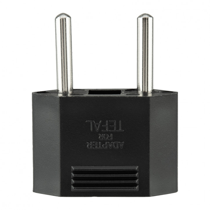 Адаптер сетевой переходник с Евро А/F на тонкую вилку С1 плоский Тефаль 6 А без заземления черный 1 уп – 1 шт