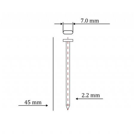 Гвоздь по бетону тип ST/TN для пневмо пистолета (45 мм, тип 14ga, 1000 шт/уп)