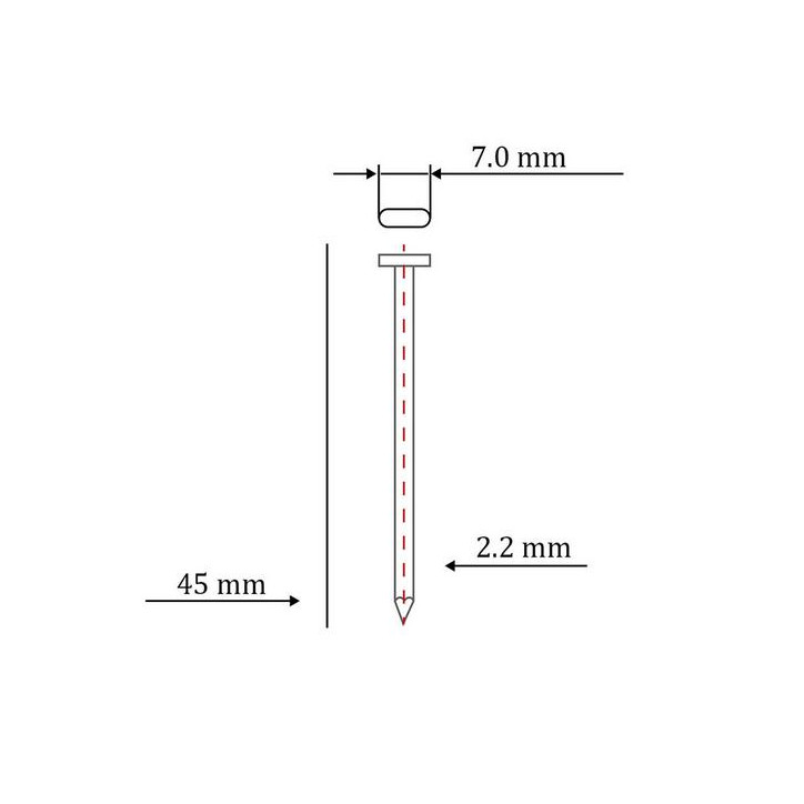Гвоздь по бетону тип ST/TN для пневмо пистолета (45 мм, тип 14ga, 1000 шт/уп) Гвоздь по бетону тип ST/TN для пневмо пистолета (45 мм, тип 14ga, 1000 шт/уп)