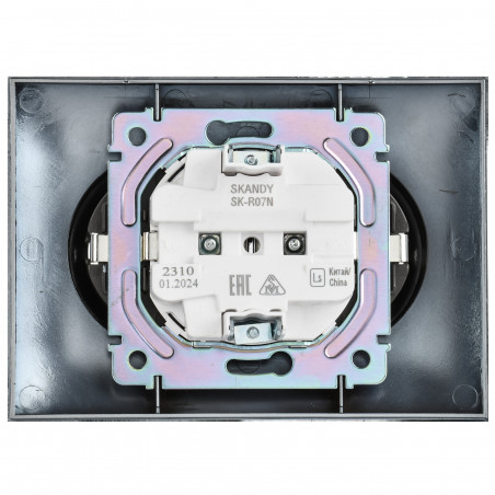 SKANDY Розетка 2-местная с заземлением с защитными шторками 16А в сборе SK-R07N никель IEK