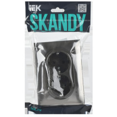 SKANDY Розетка 2-местная с заземлением с защитными шторками 16А в сборе SK-R07N никель IEK