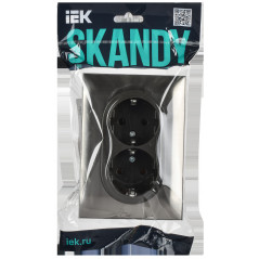 SKANDY Розетка 2-местная с заземлением без защитных шторок 16А в сборе SK-R08N никель IEK