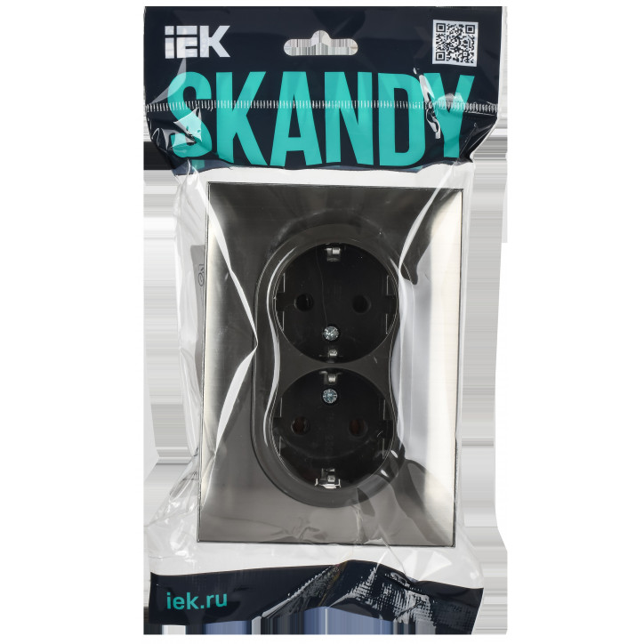 SKANDY Розетка 2-местная с заземлением без защитных шторок 16А в сборе SK-R08N никель IEK SKANDY Розетка 2-местная с заземлением без защитных шторок 16А в сборе SK-R08N никель IEK