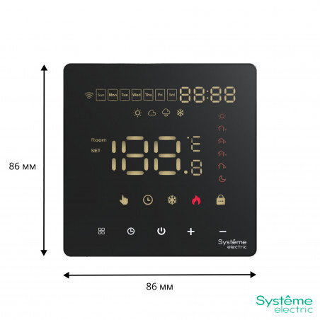 ARTGALLERY ТЕРМОСТАТ программируемый с Wi-Fi для электрического теплого пола, 16 А, моноблочный, ЧЕРНЫЙ