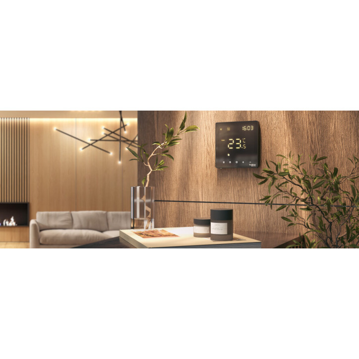 ARTGALLERY ТЕРМОСТАТ программируемый с Wi-Fi для электрического теплого пола, 16 А, моноблочный, ЧЕРНЫЙ ARTGALLERY ТЕРМОСТАТ программируемый с Wi-Fi для электрического теплого пола, 16 А, моноблочный, ЧЕРНЫЙ