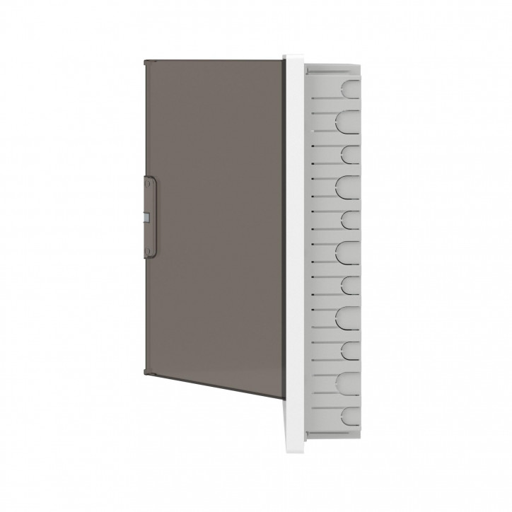 Щиток 36 мод встраиваемый для полых стен слаботочный FRAME, белый, с тонированной дверцей, с монтажной платой, в комплекте с 2 р