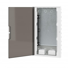 Щиток 36 мод встраиваемый для полых стен слаботочный FRAME, белый, с тонированной дверцей, с монтажной платой, в комплекте с 2 р