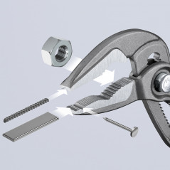 Клещи переставные, тонкие, зев 32 мм, длина 180 мм, фосфатированные, обливные ручки, COBRA ES