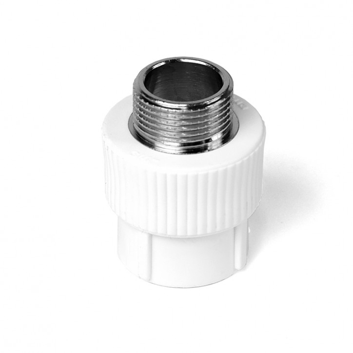 Муфта комбинированная 63x2' НР под ключ полипропиленовая PPR белый