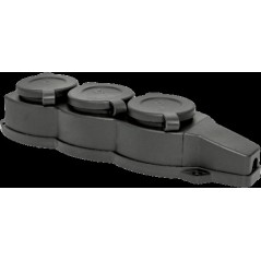 Розетка трехместная с защитными крышками каучуковая 230В 2P+PE 16A IP44 PROxima
