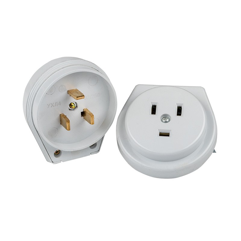 Разъем РШ-ВШ 32А 250В 2P+PE (СУ) пластиковый белый Simple