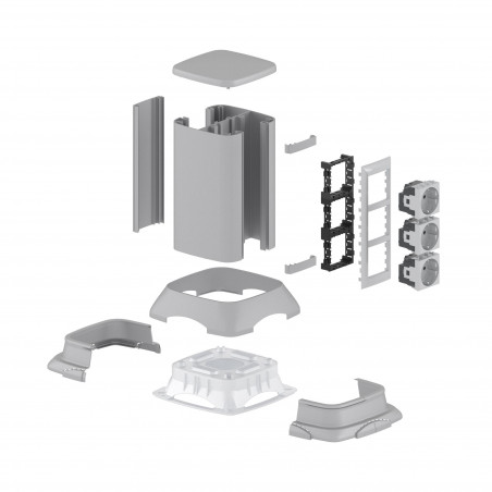 Миниколонна алюминиевая, 0.25м, цвет темно-серебристый металлик, RAL 9006, ДКС